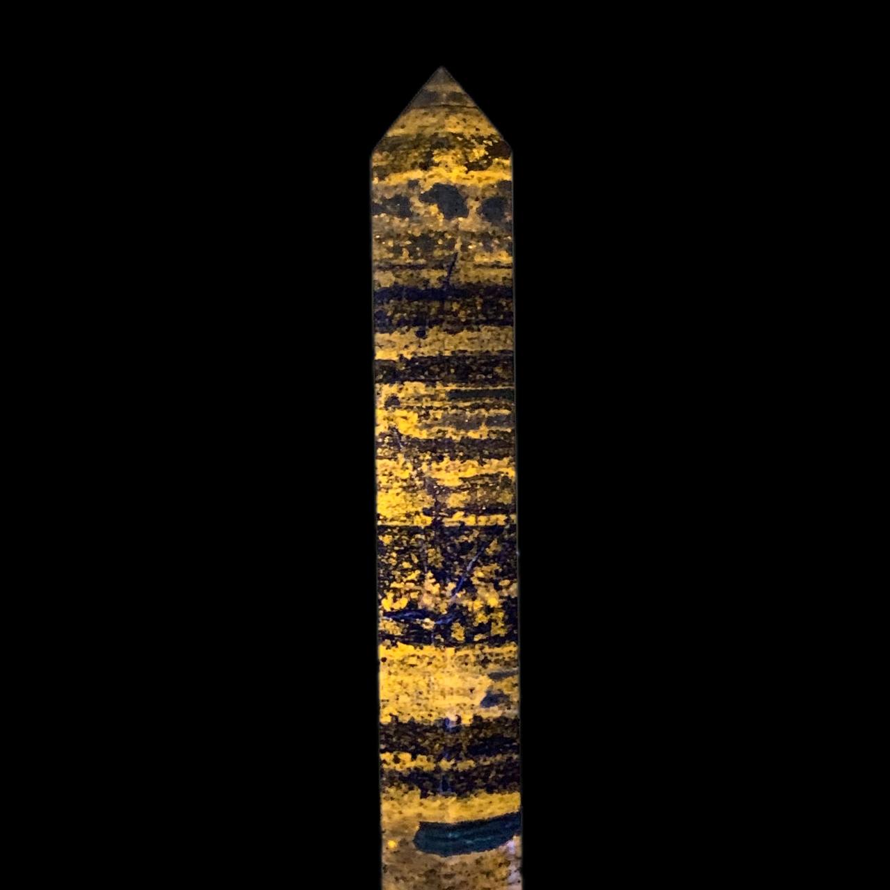 Natural Lapis Lazuli Obelisk Tower Large Healing Crystal Point Wand 6 Faceted Reiki Chakra Meditation Therapy UV reactive