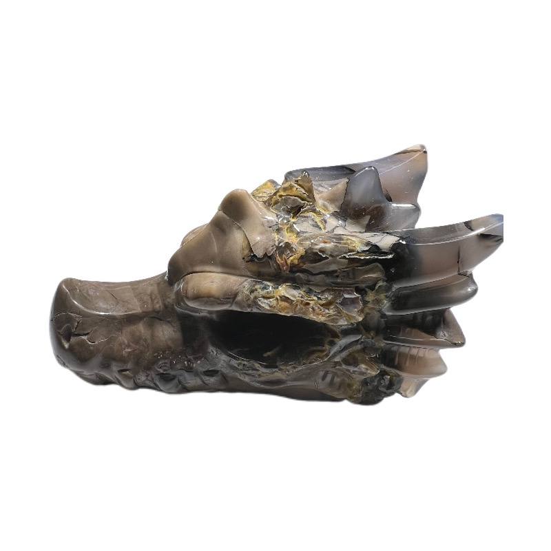 Volcanic agate dragon head, UV reactive