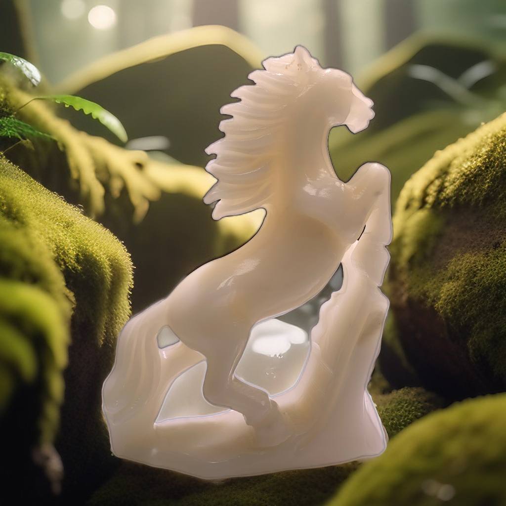 Hand-carved white jade horse