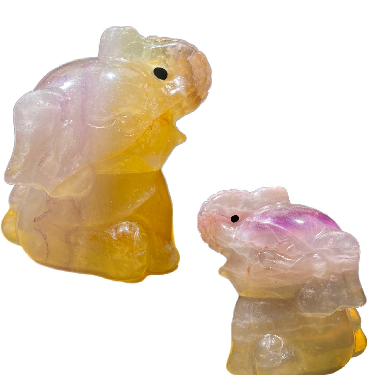 Crystal Elephant Decor Rainbow Fluorite Elephant Statues Home Decor Healing Stones Figurine Elephant Decorations for Home
