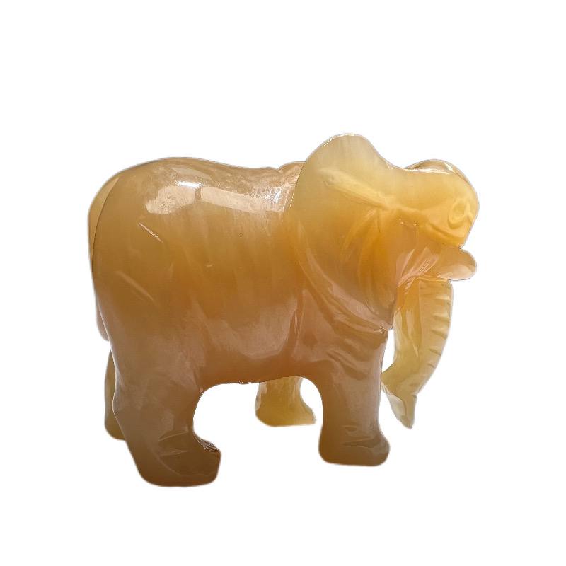 Elephant family, 3 (weight, 2 of 500g, 1 of 3500g) Natural Crystal Elephant Statue, Carved Animal Guardian Stone Carving Feng Shui Healing Reiki, White Jade, Topaz