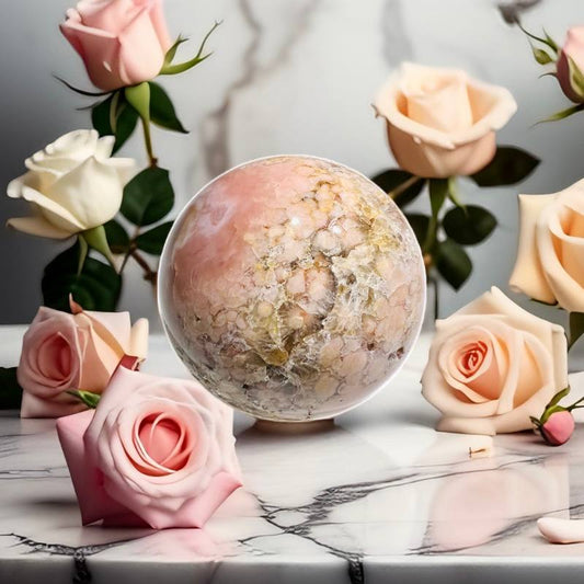 Natural Druzy Pink Amethyst Sphere Ball Quartz Crystal Reiki Stone