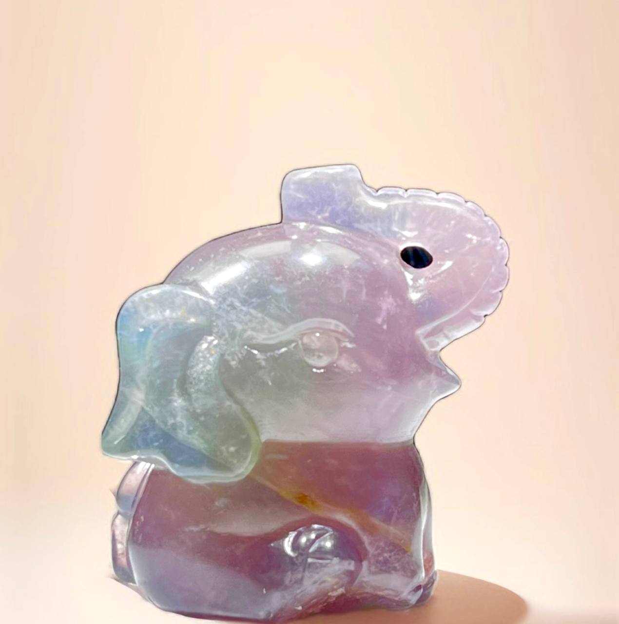 Crystal Elephant Decor Rainbow Fluorite Elephant Statues Home Decor Healing Stones Figurine Elephant Decorations for Home