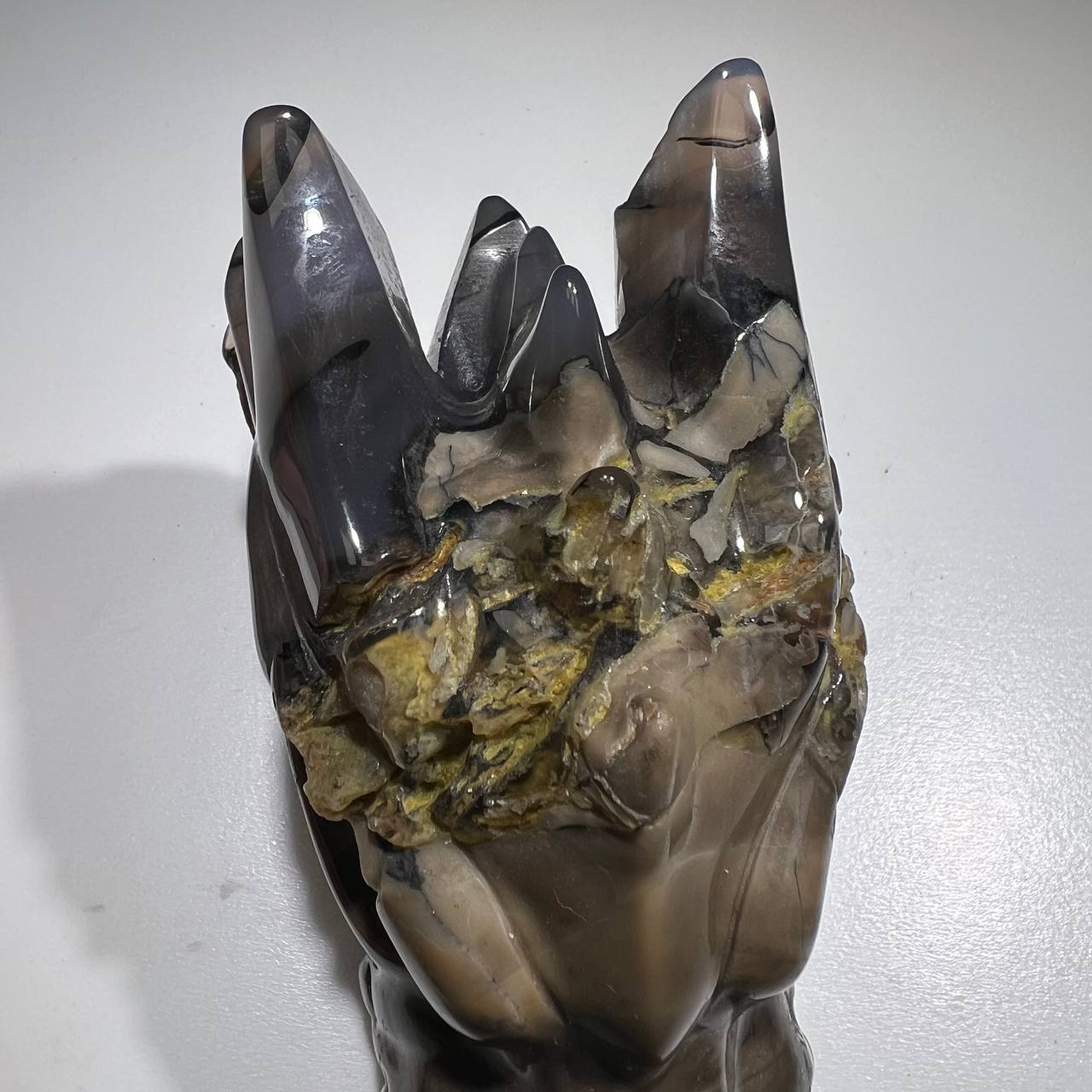 Volcanic agate dragon head, UV reactive