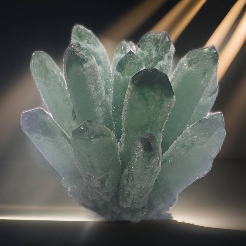 Natural Purple, White, Green, Teal Crystal Cluster Quartz Crystal Ghost Cluster Decorative Home Decoration
