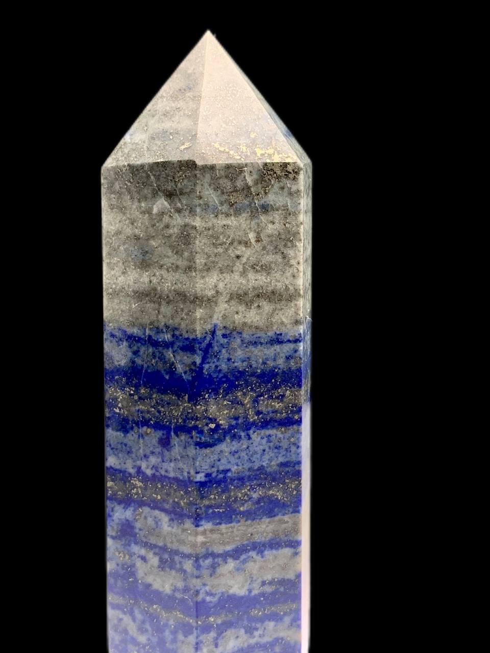Natural Lapis Lazuli Obelisk Tower Large Healing Crystal Point Wand 6 Faceted Reiki Chakra Meditation Therapy UV reactive