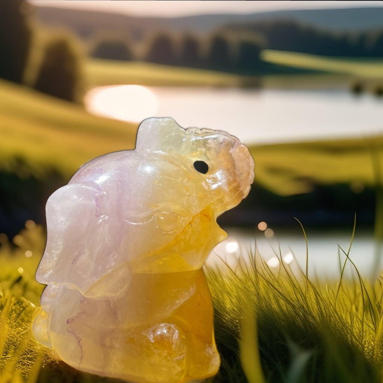 Crystal Elephant Decor Rainbow Fluorite Elephant Statues Home Decor Healing Stones Figurine Elephant Decorations for Home