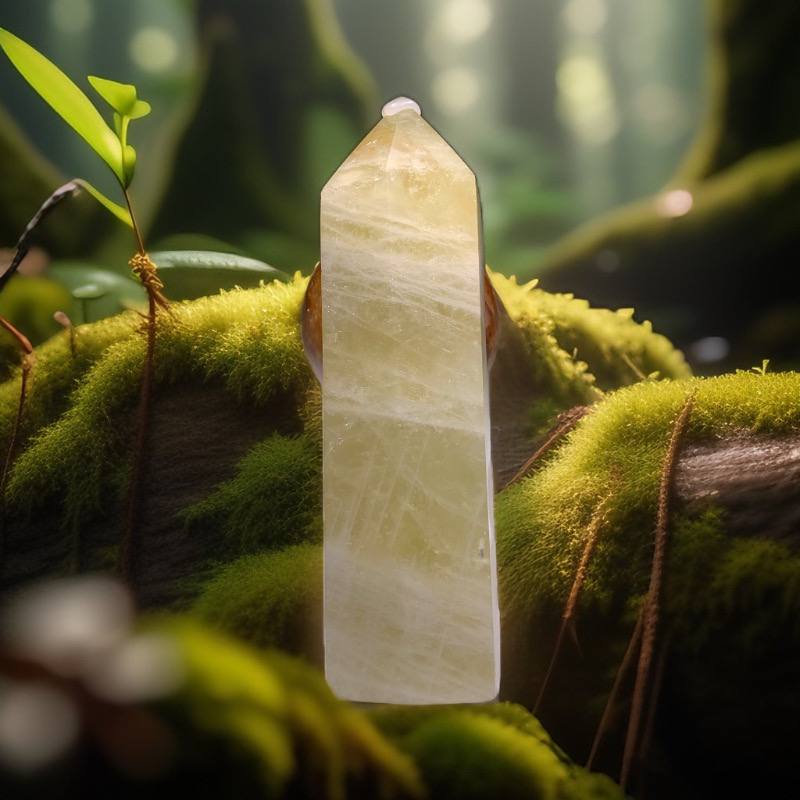 Large Crystal Obelisk Point Lemon Quartz Wand 6 Faceted Reiki Chakra Meditation Stone Tower ，citrine