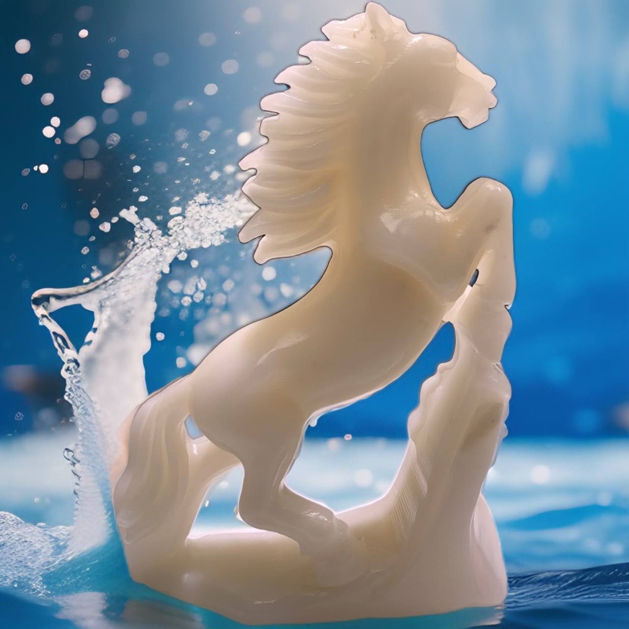 Hand-carved white jade horse