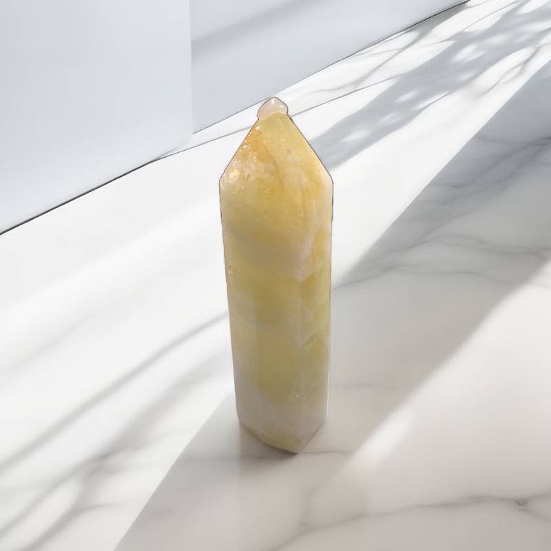 Large Crystal Obelisk Point Lemon Quartz Wand 6 Faceted Reiki Chakra Meditation Stone Tower ，citrine