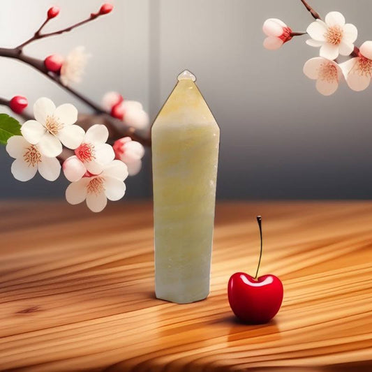 Large Crystal Obelisk Point Lemon Quartz Wand 6 Faceted Reiki Chakra Meditation Stone Tower ,citrine
