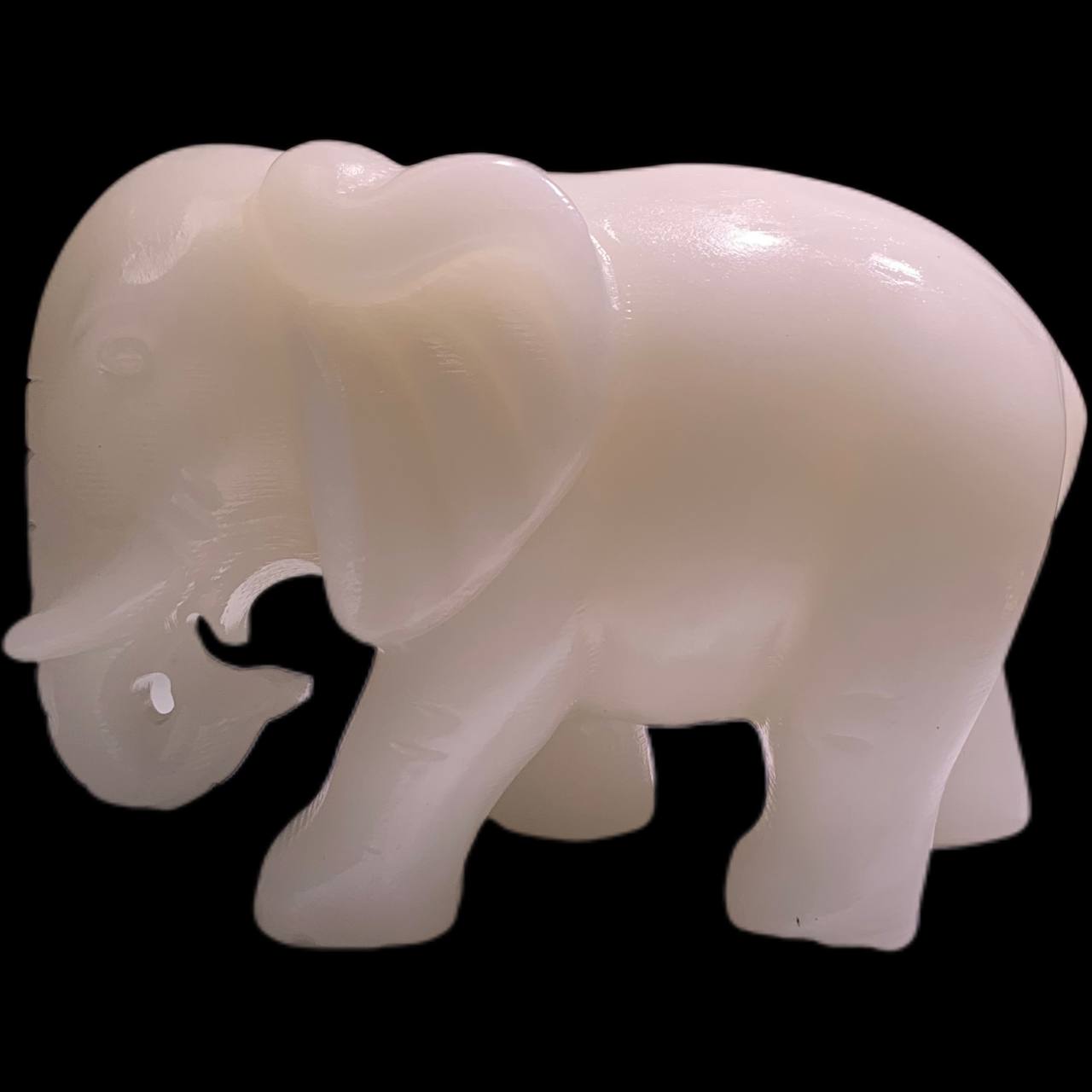 Elephant family, 3 (weight, 2 of 500g, 1 of 3500g) Natural Crystal Elephant Statue, Carved Animal Guardian Stone Carving Feng Shui Healing Reiki, White Jade, Topaz