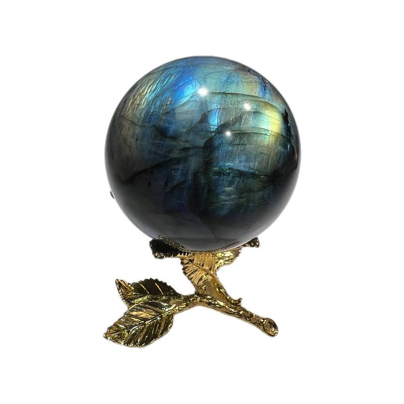 Natural Labradorite Sphere Rock Quartz Crystal Ball Healing Ornament Specimen  （300g), Blue ，crystal